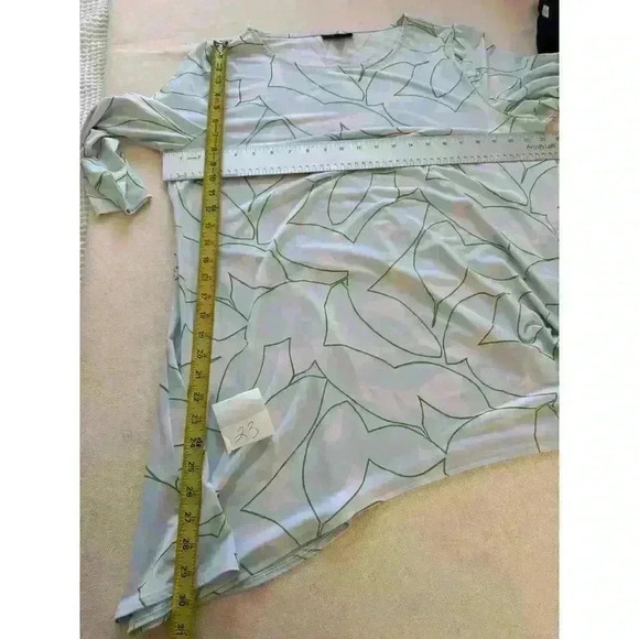 EUC Alfani BLUE BOLD LEAF Women's Printed Swing Top, US XL 3/4 Flared Sleeves - Picture 9 of 11